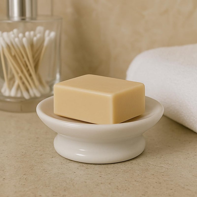 Creative Home Luxury Hand-Carved Natural Marble Soap Dish â€“ Heavy-Duty Taiwan Yushan Stone, Durable & Elegant for Bathroom, Kitchen, Vanity & Jewelry Storage (5â€ Diameter, Off-White) - Image 5